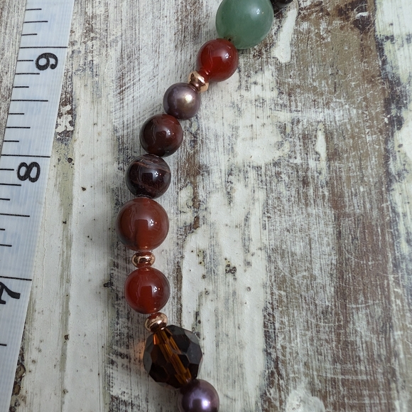 NWT Etienne Aigner Natural Stone/Peacock Pearl Gold Filled Necklace - Picture 7 of 17